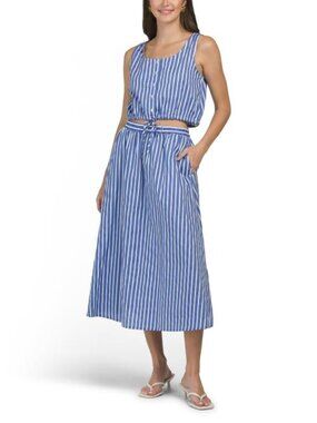 LOVE TREE 2pc Poplin Striped Maxi Skirt And Top Set